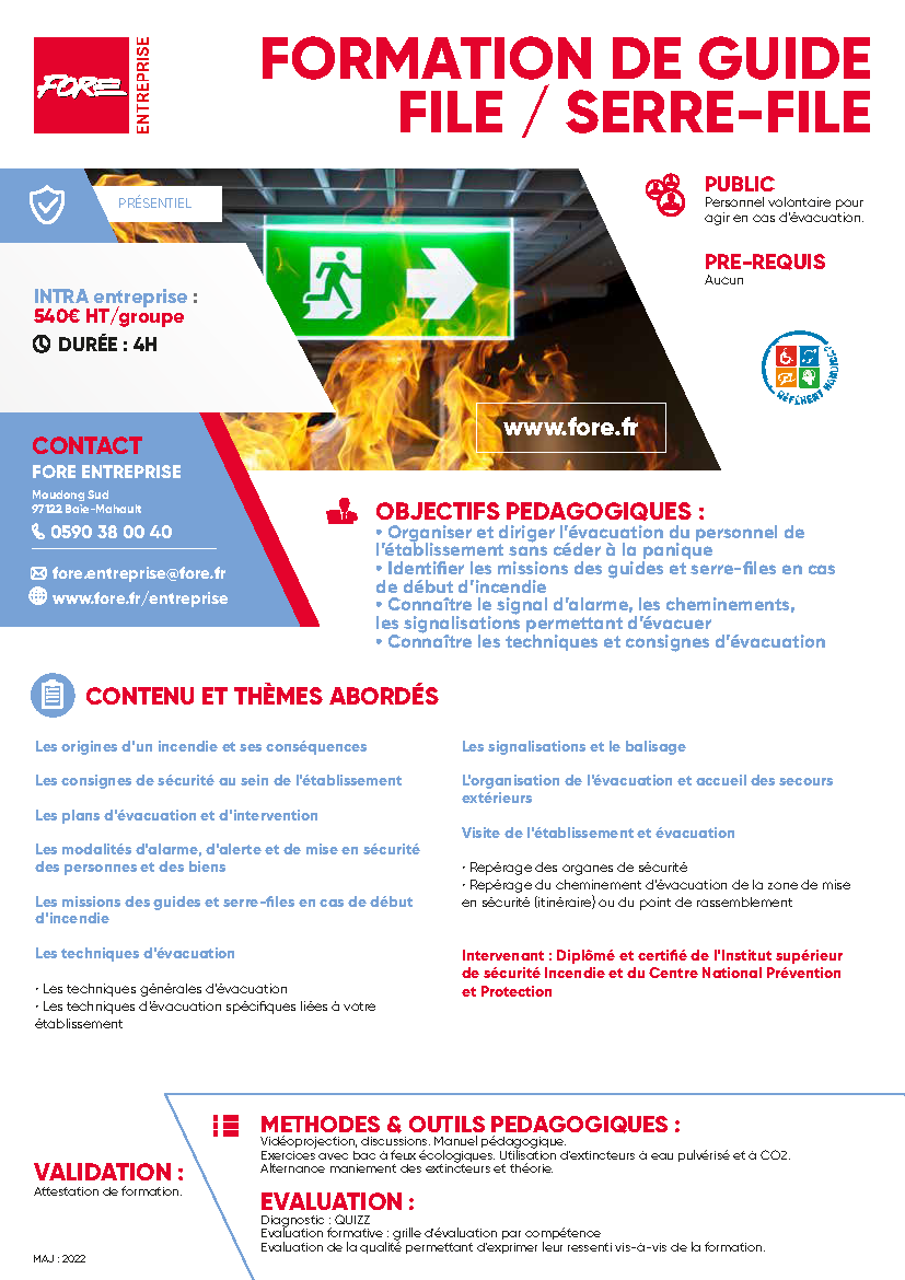 FORMATION DE GUIDE FILE SERRE FILE Fore Entreprise Formations FORMATION DE GUIDE FILE SERRE FILE Fore Entreprise Formations