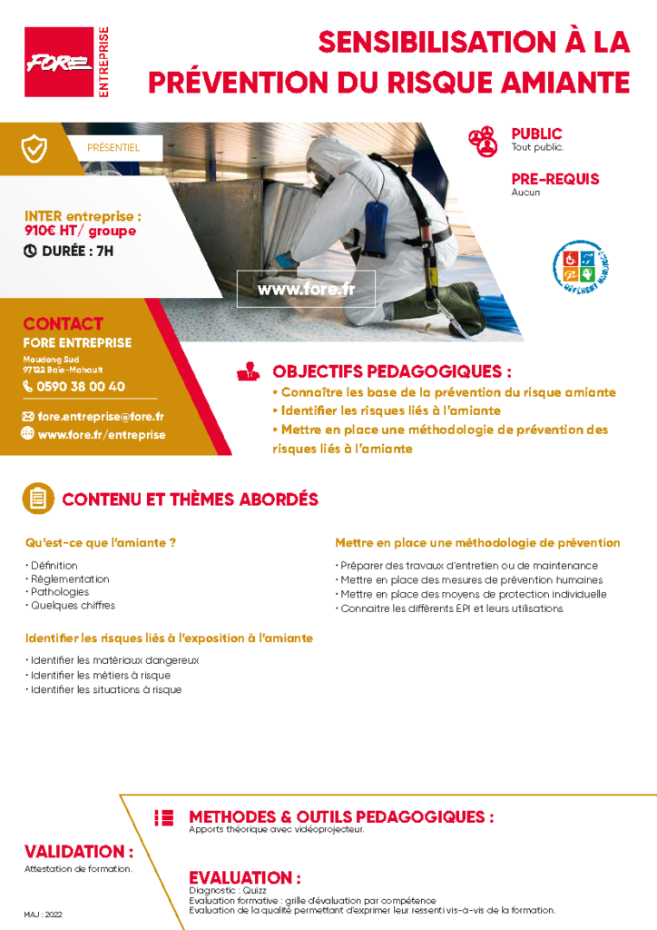 SENSIBILISATION A LA PRÉVENTION DU RISQUE AMIANTE – Fore Entreprise ...